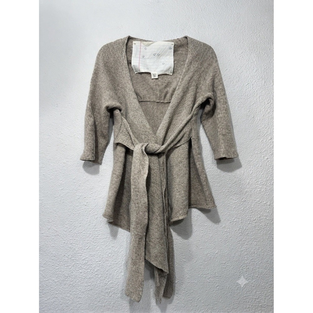 sparrow anthropologie cardigan L Wool Blend Boho Designer Short Sleeve Nuetral